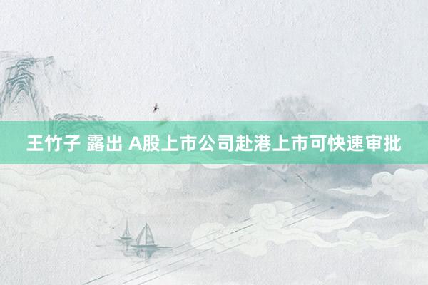 王竹子 露出 A股上市公司赴港上市可快速审批