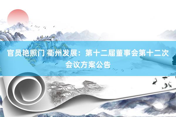 官员艳照门 衢州发展：第十二届董事会第十二次会议方案公告