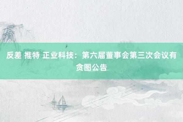 反差 推特 正业科技：第六届董事会第三次会议有贪图公告