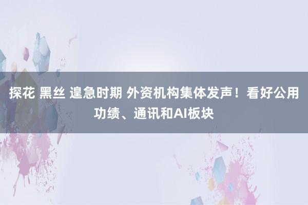 探花 黑丝 遑急时期 外资机构集体发声！看好公用功绩、通讯和AI板块